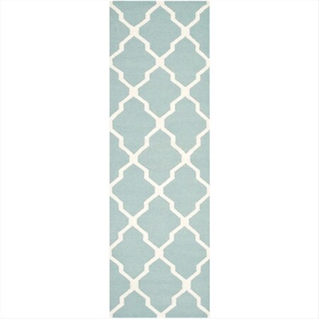 Safavieh 2 Ft. - 6 In. X 6 Ft. Runner- Contemporary Dhurries Light Blue And Ivory Flatweave Rug DHU634C-26